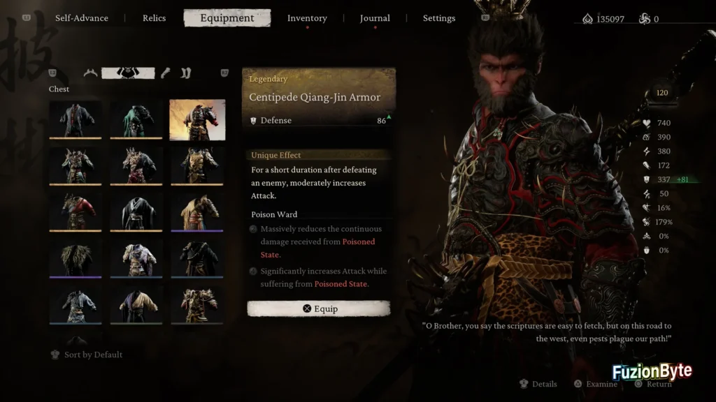 Black Myth Wukong Chest Armour Centipede Qiang-Jin Armor