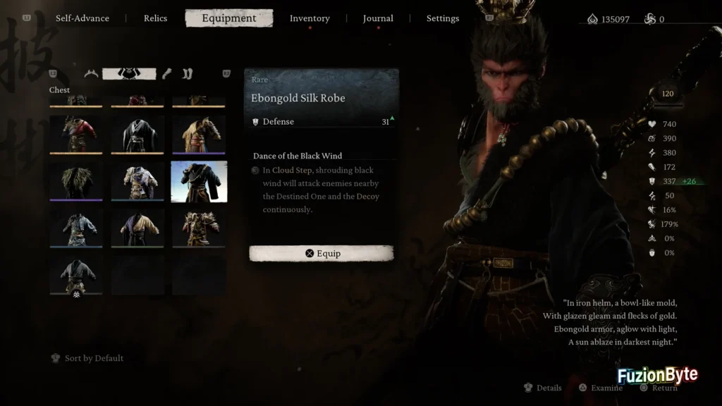 Black Myth Wukong Chest Armour Ebongold Silk Robe