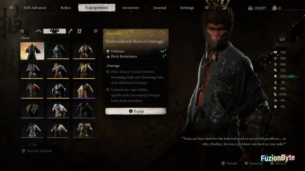 Black Myth Wukong Chest Armour Embroidered Shirt of Outrage