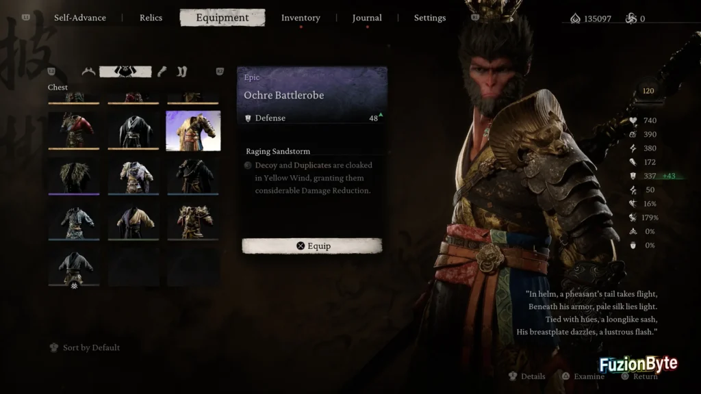 Black Myth Wukong Chest Armour Ochre Battlerobe