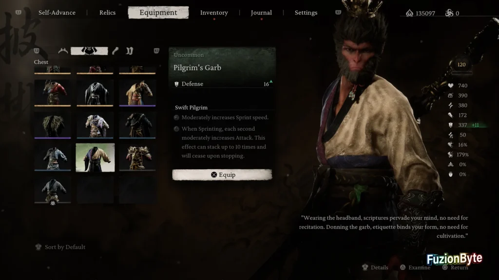 Black Myth Wukong Chest Armour Pilgrim's Garb