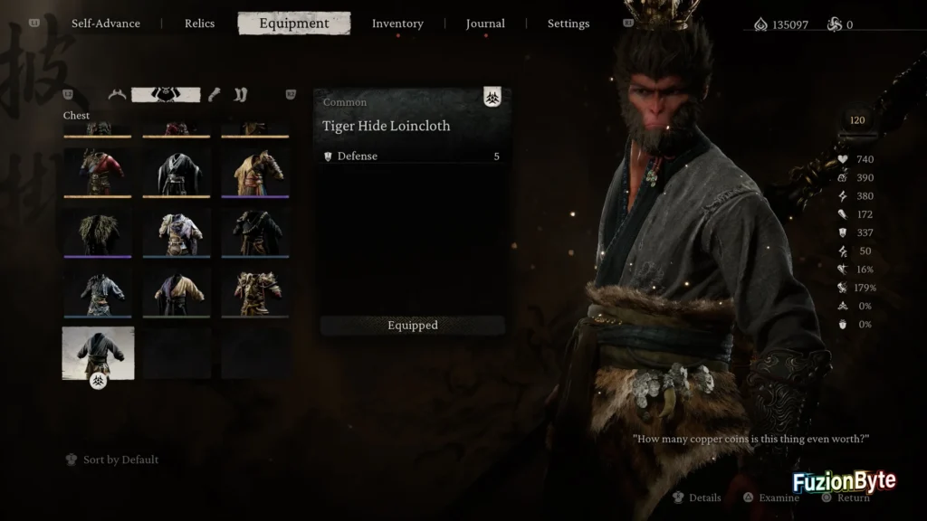 Black Myth Wukong Chest Armour Tiger Hide Loincloth