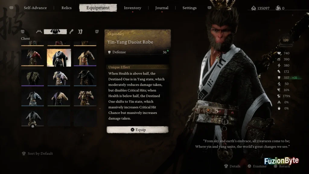 Black Myth Wukong Chest Armour Yin-Yang Daoist Robe