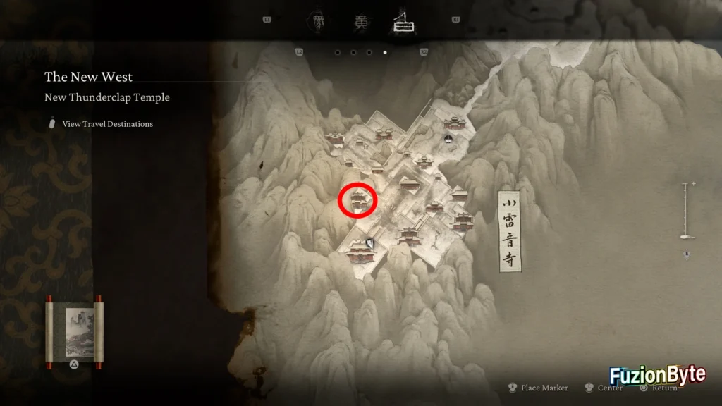 Black Myth Wukong Scenic Seeker trophy guide The Hall, New Thunderclap Temple Map