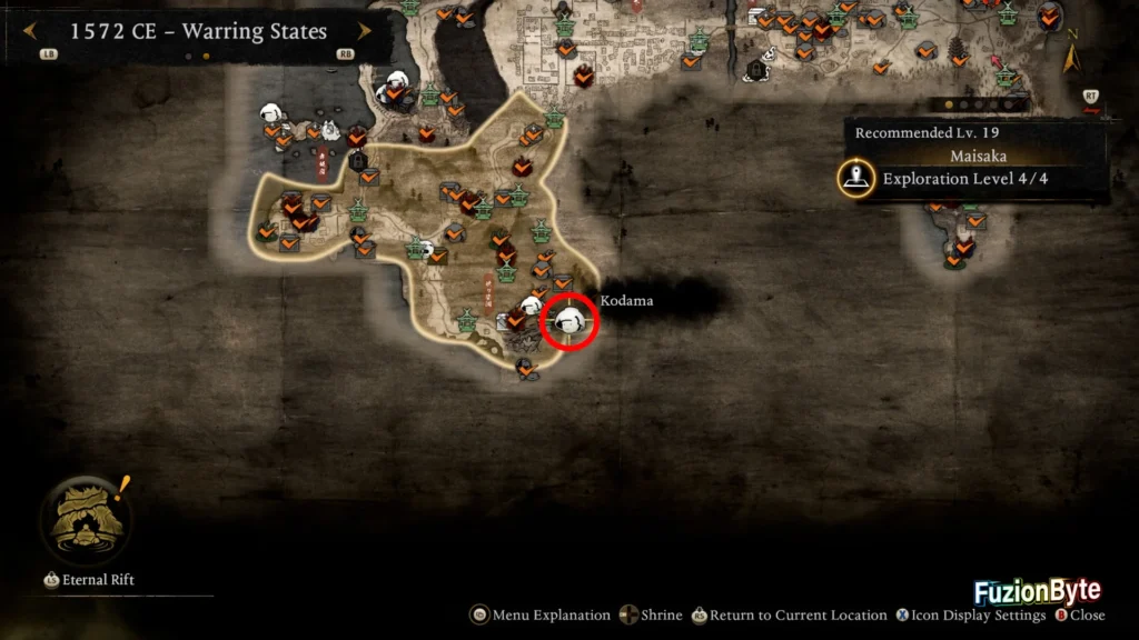 NIOH 3 1572 CE Warring States Maisaka Kodama The Haunting Caves Chamber of Enlightenment Map