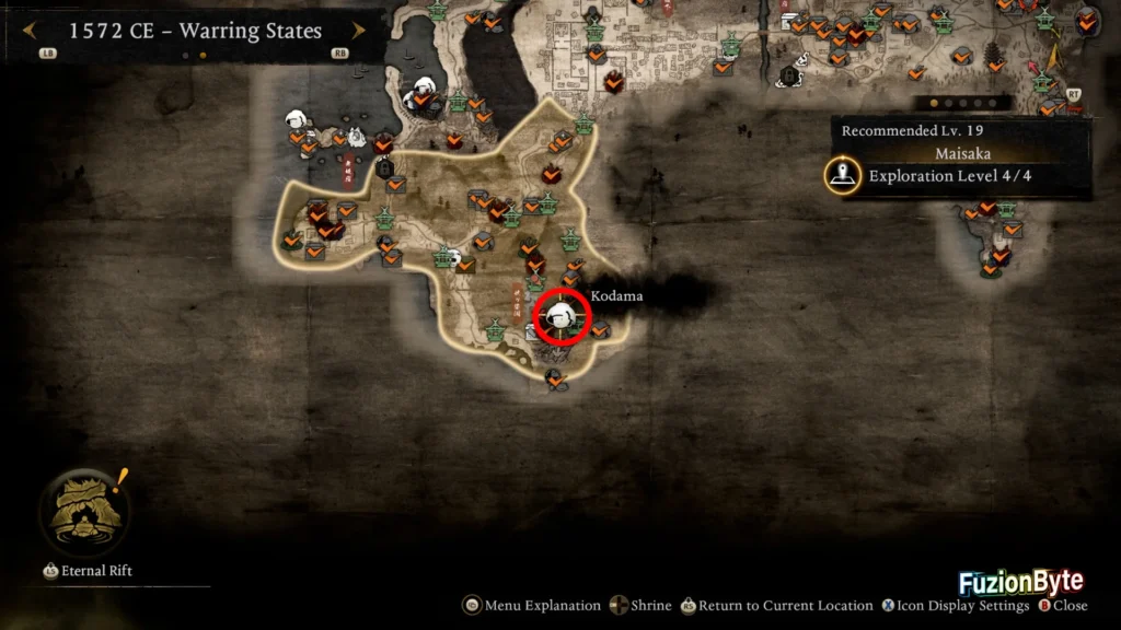 NIOH 3 1572 CE Warring States Maisaka Kodama The Haunting Caves Rimstone Pool 2 Map