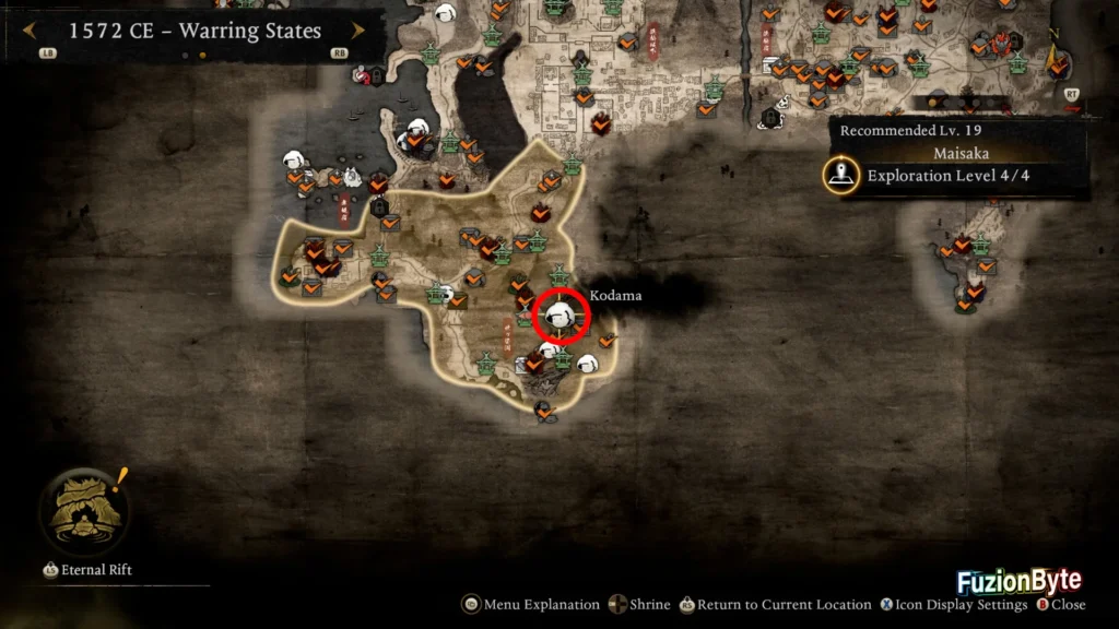 NIOH 3 1572 CE Warring States Maisaka Kodama The Haunting Caves Rimstone Pool Map